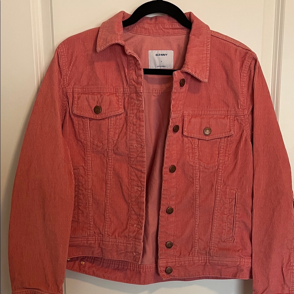 Old Navy Coral-Pink Corduroy Trucker Jacket